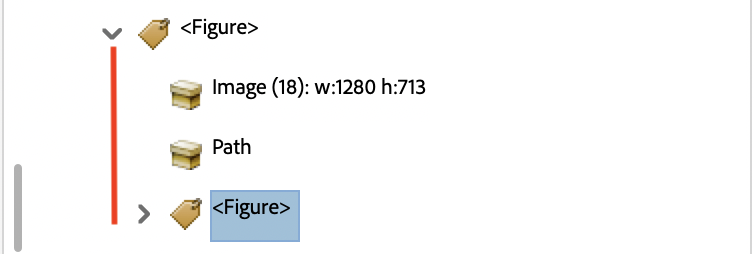 Adobe Acrobat Accessibility tags sidebar showing a Figure tag nested in another figure tag.