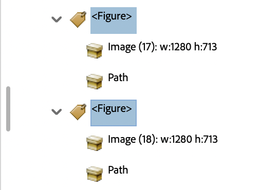 Adobe Acrobat Accessibility tags sidebar showing a Figure tag next to another figure tag.