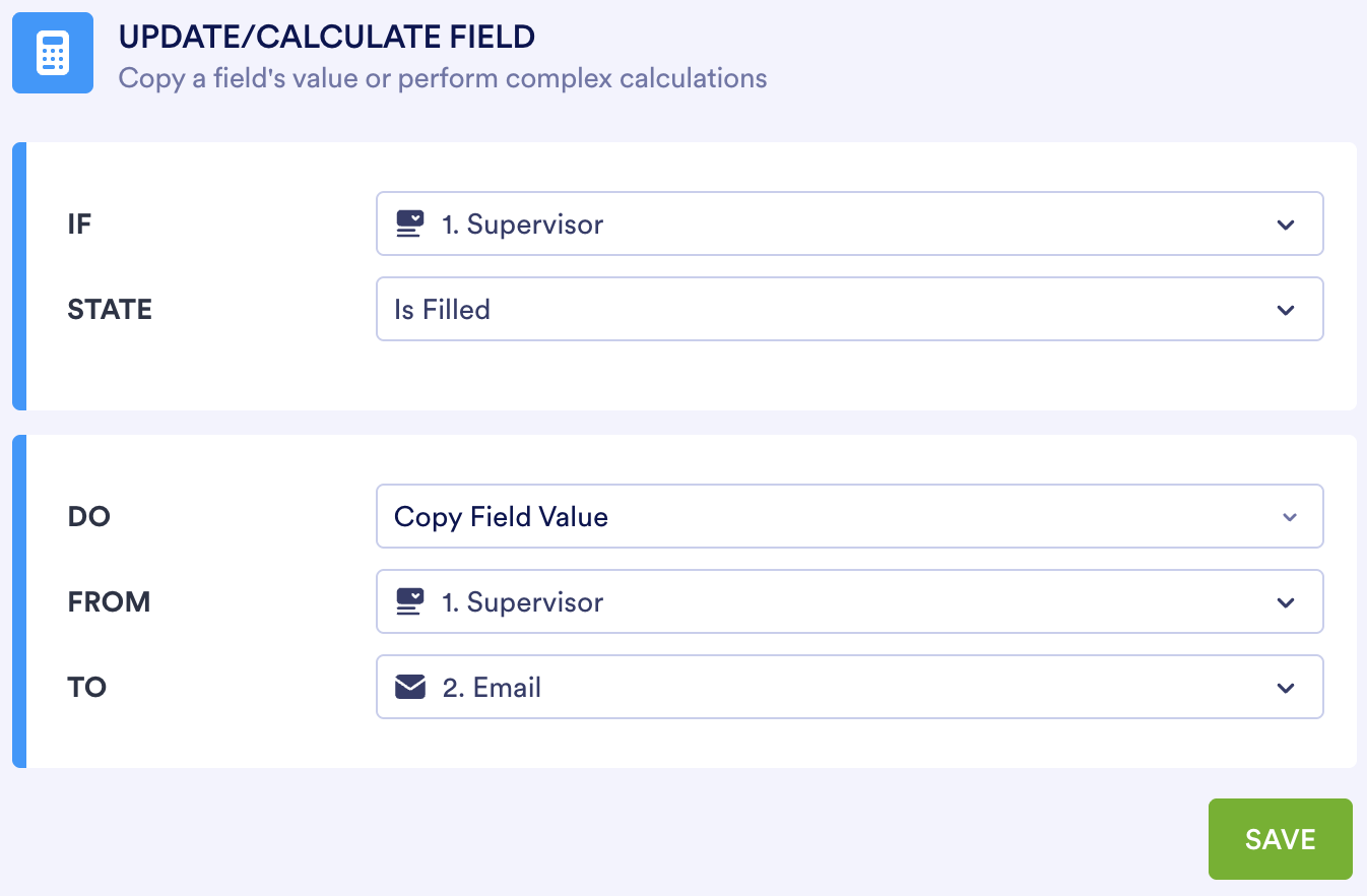 Jotform condition editor with settings as previously listed.