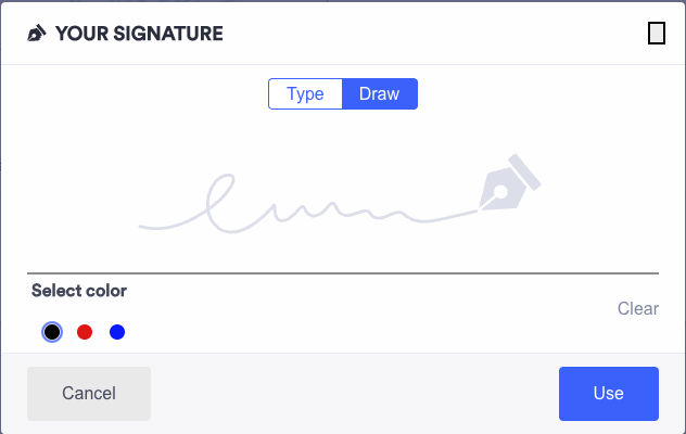 The Jotform Fill In the Blank signature field.
