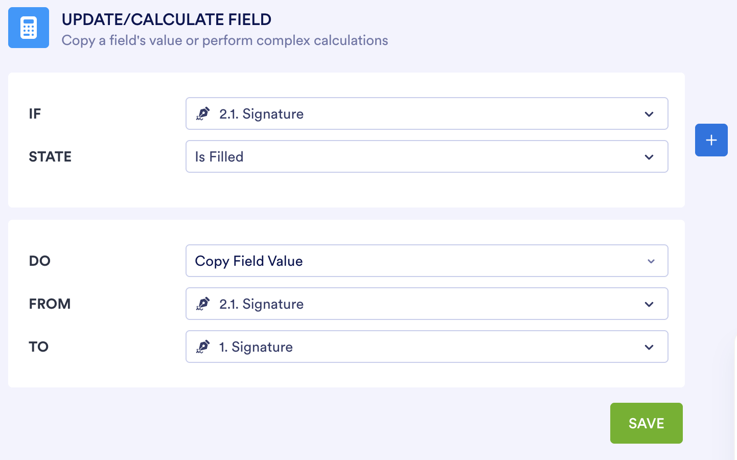 Jotform condition editor with settings as previously detailed.